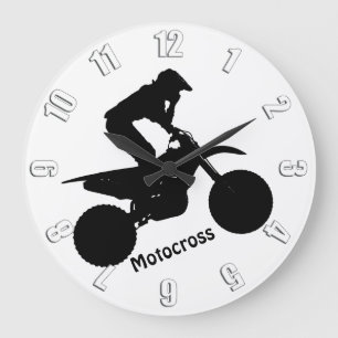 Motocross Racer-Silhouette Große Wanduhr