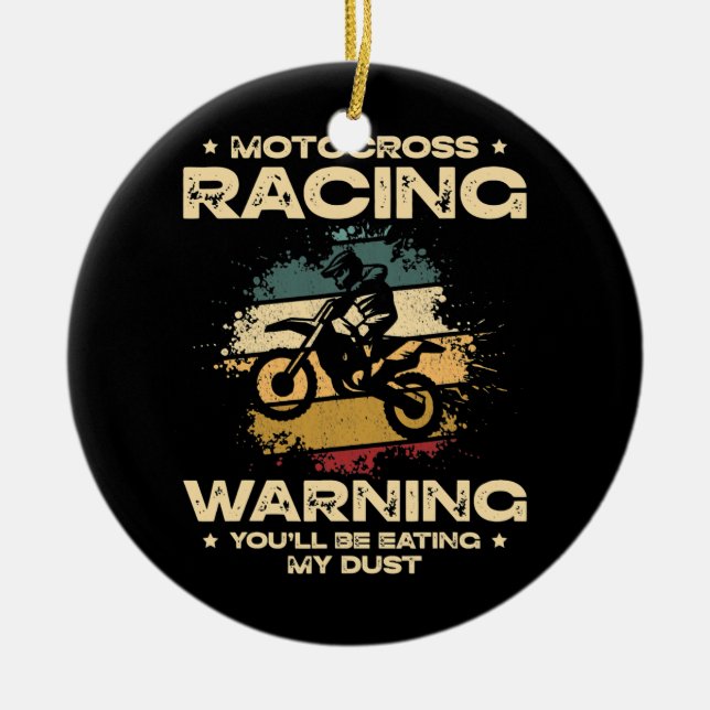Motocross Racing Retro Dirt Bike Motorrad Keramik Ornament (Vorne)