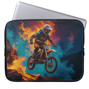 Motocross-Rennfahrer & Vulkanausbruch Laptopschutzhülle