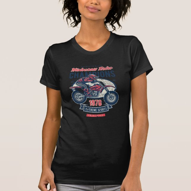 Motocross Retro Champions Vintag Motorrad T-Shirt (Vorderseite)