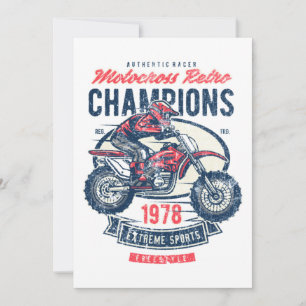 Motocross Retro Champions Vintag Motorradbild Einladung