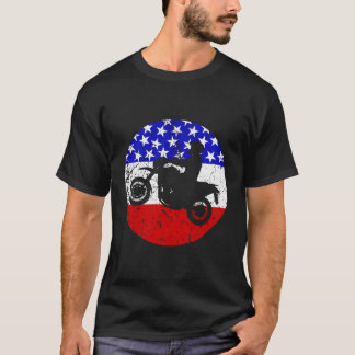 Motocross Retro Style Motor Sports American Flag T-Shirt