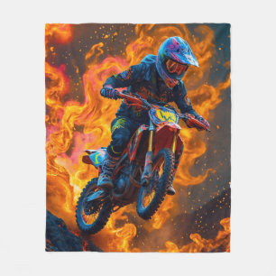 Motocross Rider auf einem Vulkan Fleecedecke
