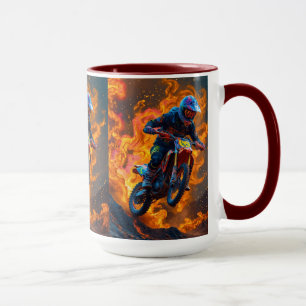 Motocross Rider auf einem Vulkan Tasse