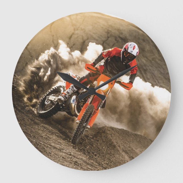 Motocross Rider Große Wanduhr (Vorderseite)