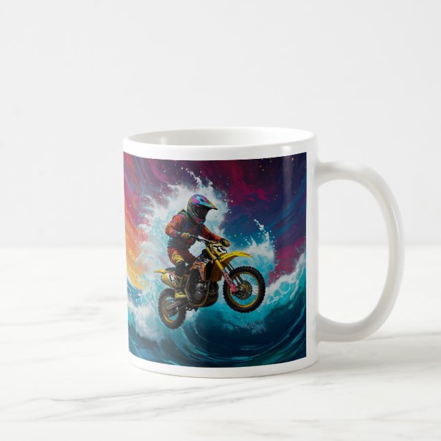 Motocross Rider Racing the Waves Kaffeetasse (Rechts)