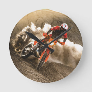 Motocross Rider Runde Wanduhr