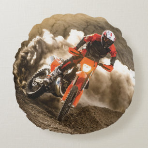 Motocross Rider Rundes Kissen