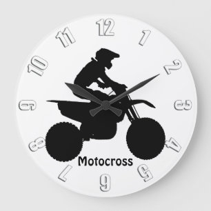 Motocross Rider Silhouette Große Wanduhr