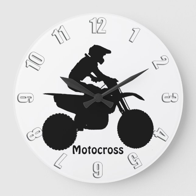 Motocross Rider Silhouette Große Wanduhr (Vorderseite)