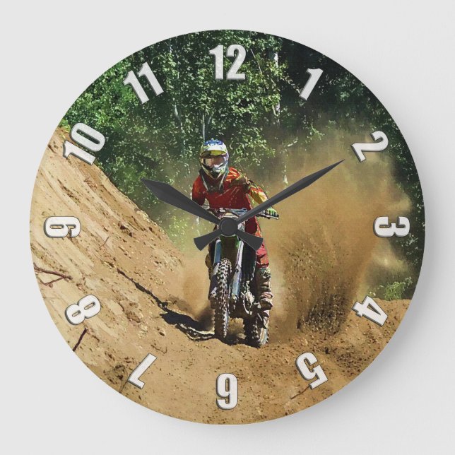 Motocross Schmutz-Fahrrad Meister-Rennen Große Wanduhr (Vorderseite)