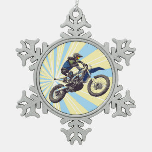 Motocross Schneeflocken Zinn-Ornament