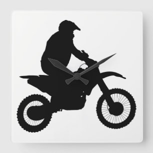 Motocross-Silhouette Quadratische Wanduhr