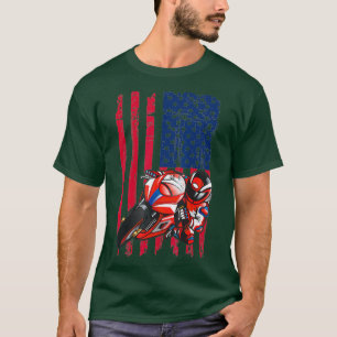 Motocross Sports Bike Motorrad Vintage Flagge T-Shirt