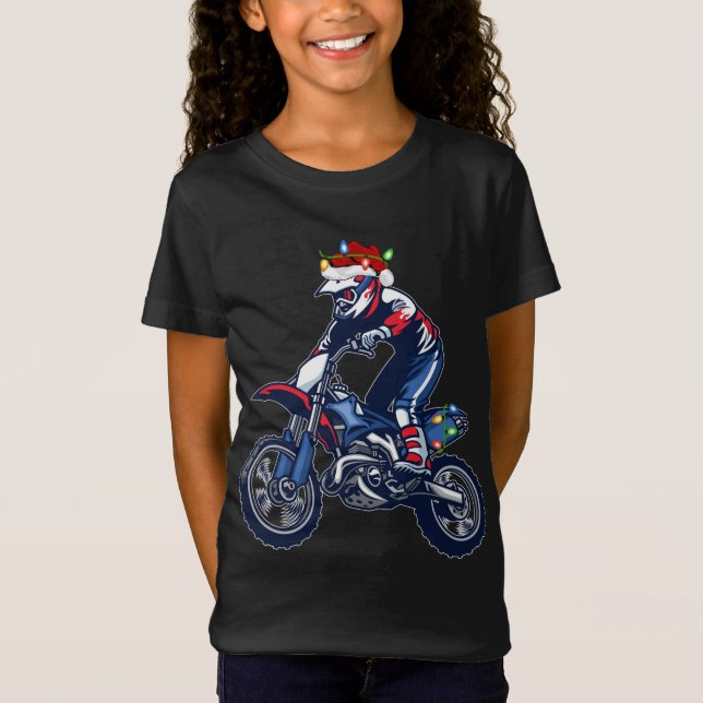 Motocross Sports Lover Xmas Weihnachtsmannmütze Mo T-Shirt (Vorderseite)