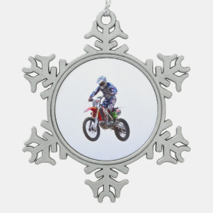 Motocross-Sprung Schneeflocken Zinn-Ornament