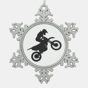Motocross-Treiber - Wählen Sie die Hintergrundfar Schneeflocken Zinn-Ornament