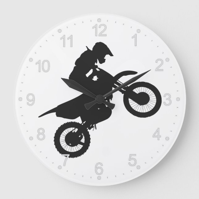 Motocross-Treiber - Wählen Sie die Hintergrundfarb Große Wanduhr (Vorderseite)
