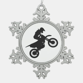 Motocross-Treiber - Wählen Sie die Hintergrundfarb Schneeflocken Zinn-Ornament