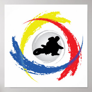 Motocross-Tricolor-Emblem Poster