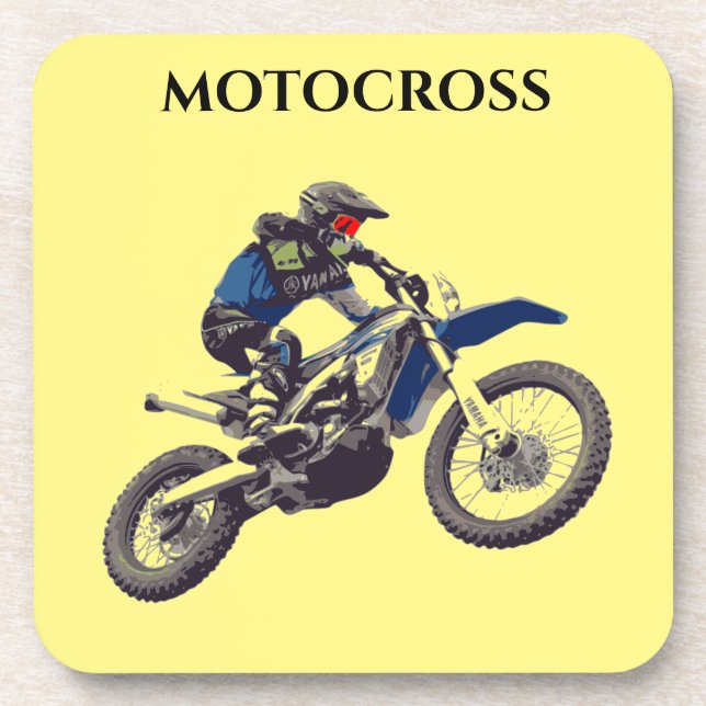 MOTOCROSS Untersetzer mit Korkrücken-Set. (Vorderseite)