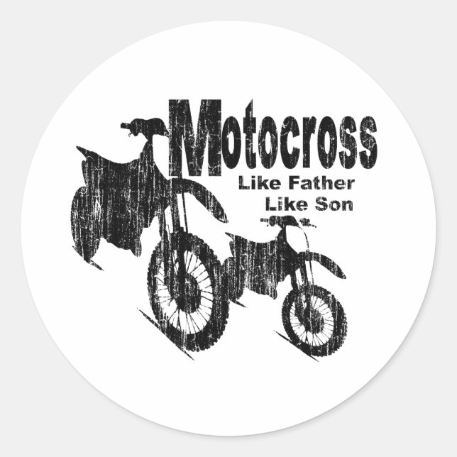 Motocross Vater/Sohn Runder Aufkleber (Vorderseite)