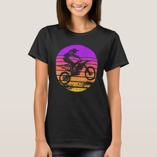 Motocross Vintag Dirt Bike Rider Langlaufloipen T-Shirt (Vorderseite)