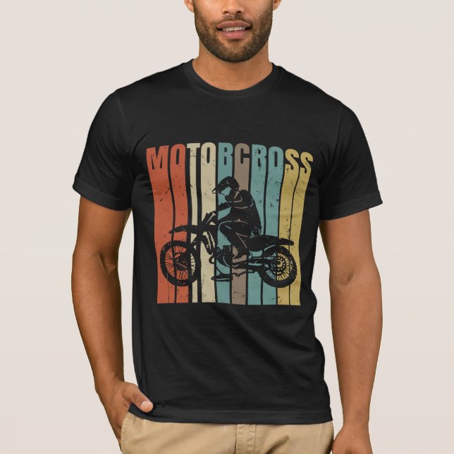 Motocross-Vintages Schmutz-Fahrrad Retro T-Shirt (Vorderseite)