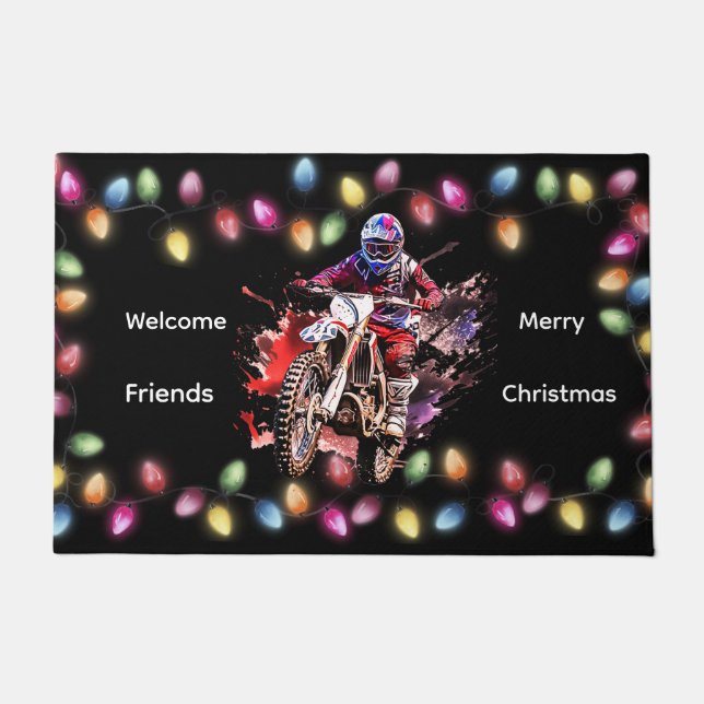 Motocross-Weihnachts-Willkommens-Fußmatte Fußmatte (Vorderseite)