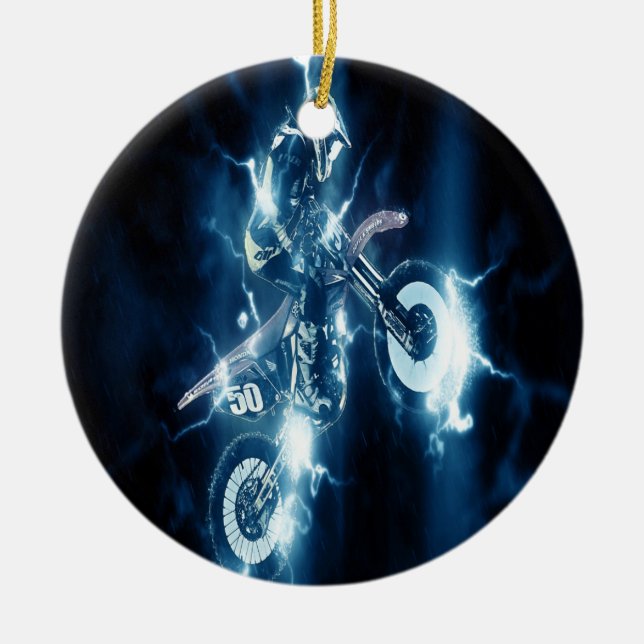 Motocross Weihnachtsdekoration Keramikornament (Vorne)