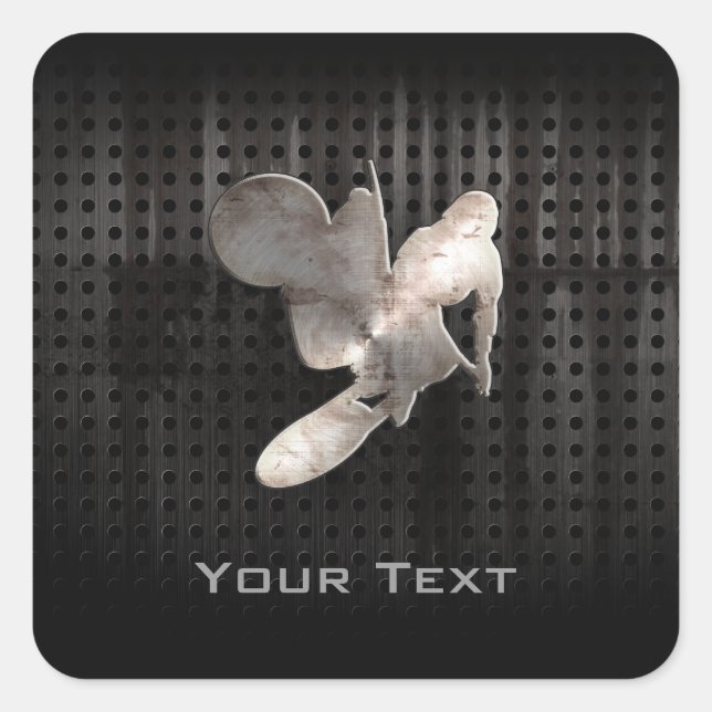 Motocross Whip; Cool Schwarz Quadratischer Aufkleber (Vorderseite)