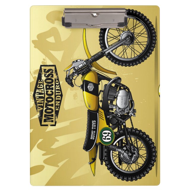 Motocross Yellow Dirt Bike Clipboard | außerhalb d Klemmbrett (Vorderseite)
