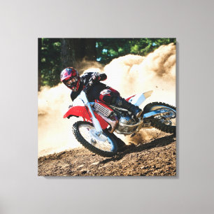 Motocrossfahrer-Wurfkissen Leinwanddruck