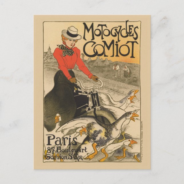 Motocycle Comiot France Vintage Poster 1899 Postkarte (Vorderseite)