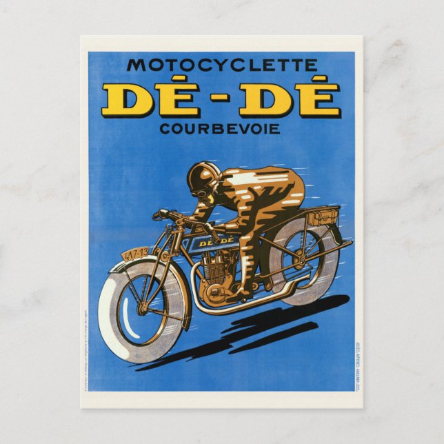 Motocyclette De-De France Vintage Poster 1927 Postkarte (Vorderseite)