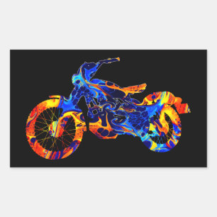 MOTOKROSS FARBIGER MIX NEON STIL RECHTECKIGER AUFKLEBER
