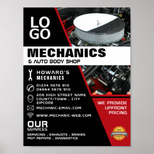 Motor, Auto- und Reparaturwerbewerbung Poster