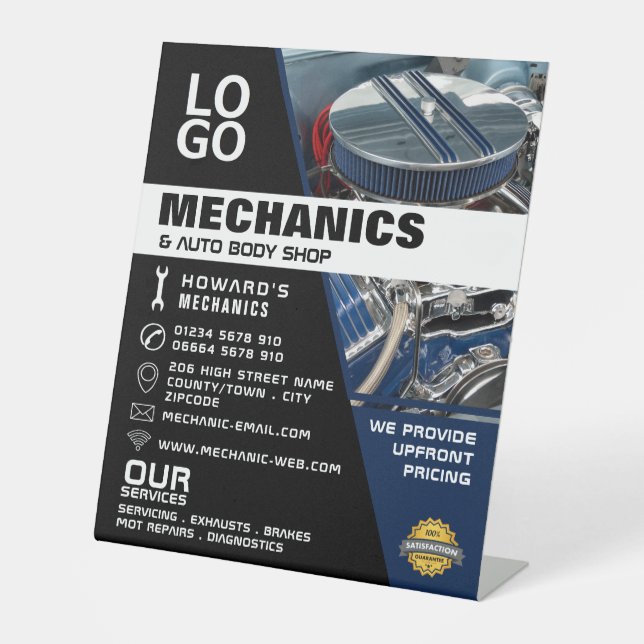 Motor-, Auto- und Reparaturwerbewerbung Sockelschild (Vorderseite)