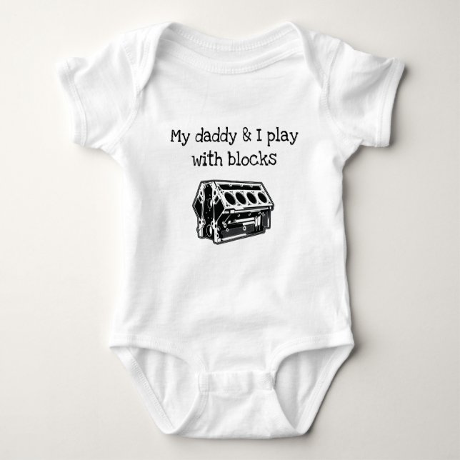 Motor-Block-T-Shirt mit Vater Baby Strampler (Vorderseite)