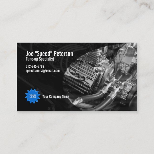 Motor Blue Car Service Business Card Visitenkarte (Vorderseite)