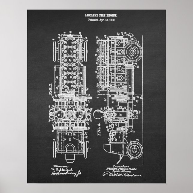 Motor Blueprint Patent Art Nr. 4 Poster (Vorne)