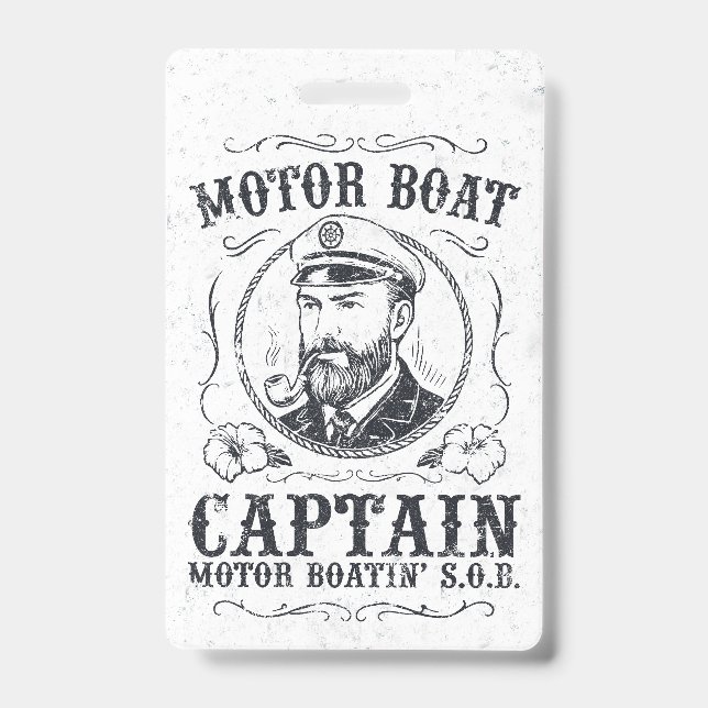 Motor Boat Captain Funny Pontoon Boating Ausweis (Vorderseite)