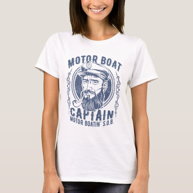 Motor Boat Captain Funny Pontoon Boating Motor Boa T-Shirt (Vorderseite)