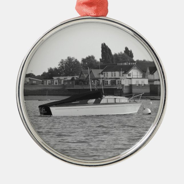 Motor Boat Jane Silbernes Ornament (Vorne)