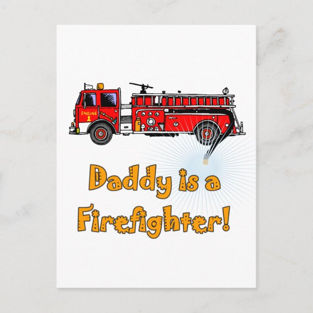 Motor Daddy Feuerwehrmann T - Shirt und Geschenke Postkarte (Vorderseite)