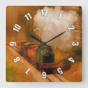 Motor der Eisenbahn Kunstvoll wandern Quadratische Wanduhr