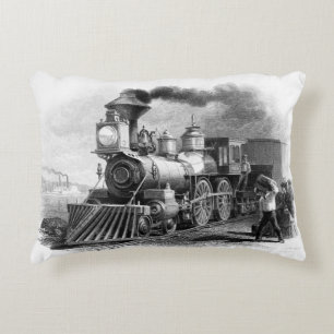 Motor der klassischen Eisenbahn-Dampflokomotive Dekokissen