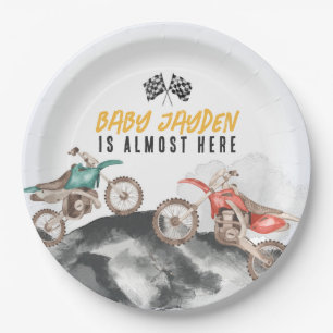 Motor-Dirt-Bike-Baby-Shower-Tischdekoration Pappteller
