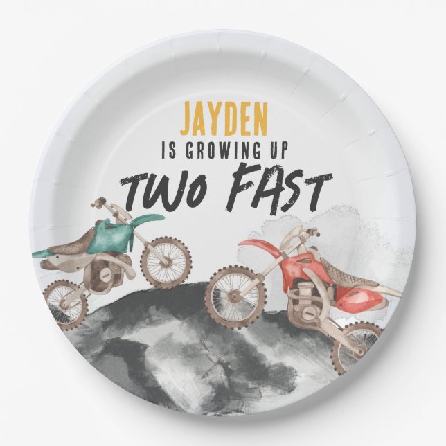 Motor Dirt Bike Zwei Fast 2. Party Pappteller (Vorderseite)