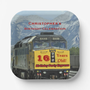 Motor Eisenbahn, 16. Geburtstag, Name, Platz Pappteller